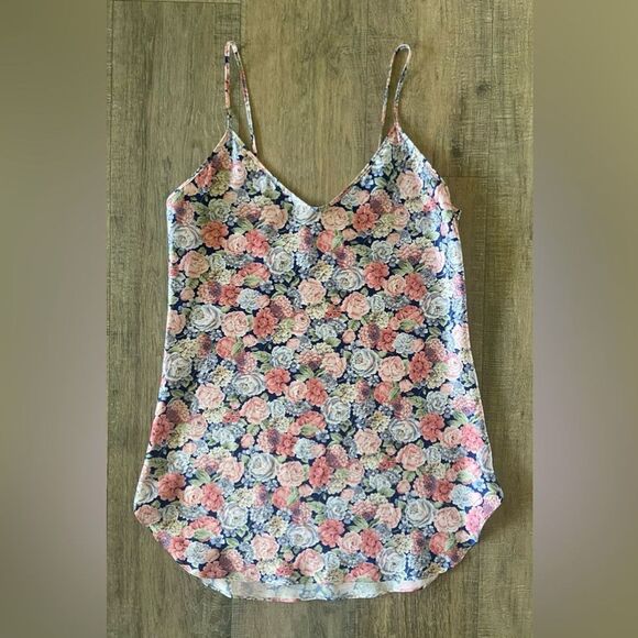 Vintage Mervyn’s women’s size large pink and blue rose floral short slip dress - Picture 1 of 7